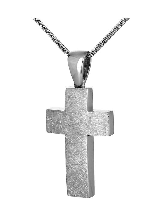 Men's White Gold Cross 14K