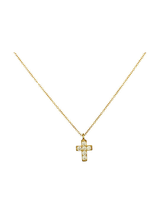 Damen Gold Kreuz 14K mit Kette