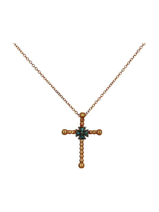 Women's Rose Gold Cross 18K with Chain