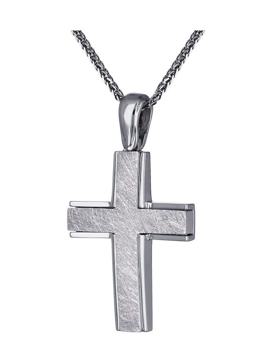 Men's White Gold Cross 14K