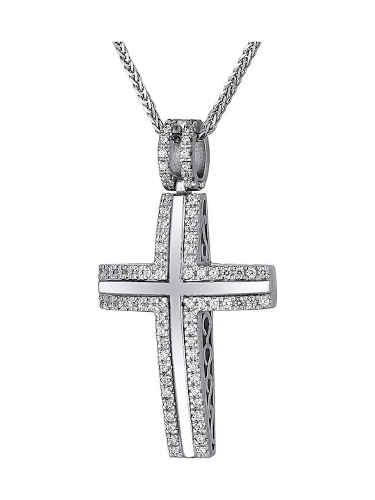 White Gold Cross 18K