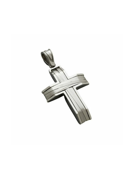 Men's White Gold Cross 14K