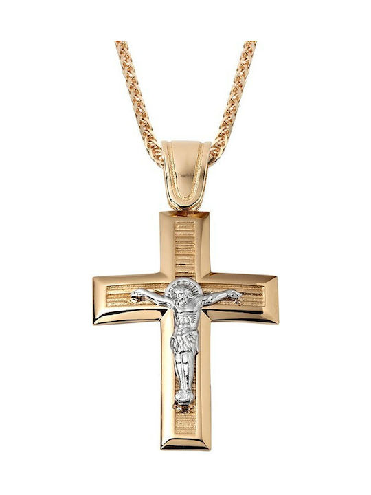 Men's Gold Cross 14K with the Crucified with Chain