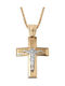 Herren Gold Kreuz 14K mit dem Gekreuzigten mit Kette