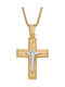 Men's Gold Cross 14K with the Crucified with Chain