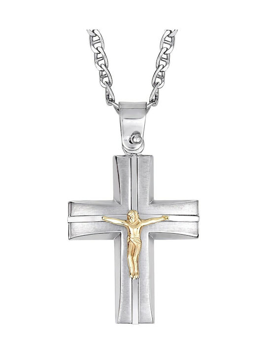 Herren Kreuz mit dem Gekreuzigten aus Silber mit Kette