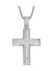 Men's White Gold Cross 14K with the Crucified with Chain