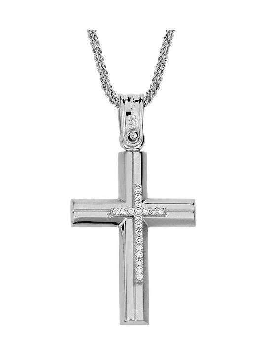 Damen Weißgold Kreuz 14K mit Kette