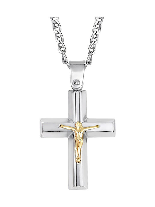 Herren Kreuz mit dem Gekreuzigten aus Silber mit Kette