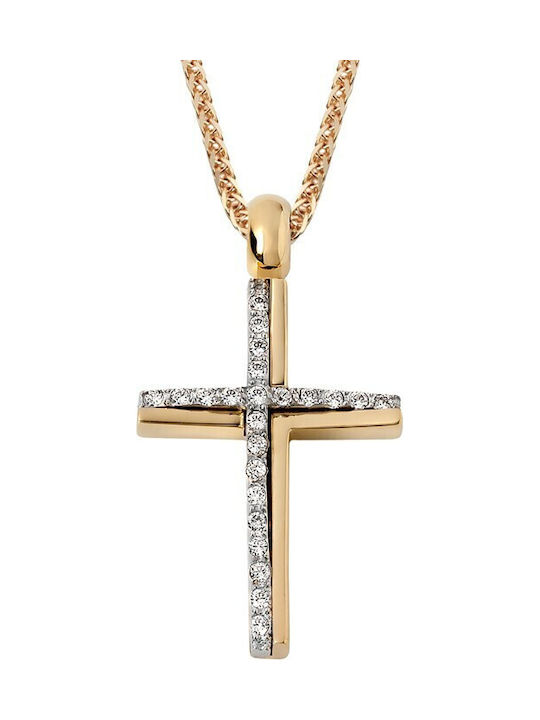 Damen Gold Kreuz 14K mit Kette