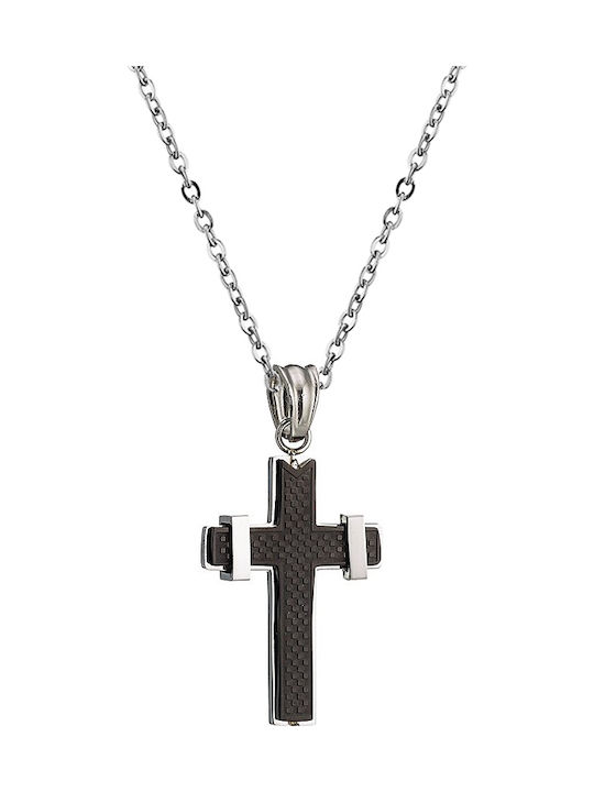 SOFI Black Men's Cross from Steel with Chain