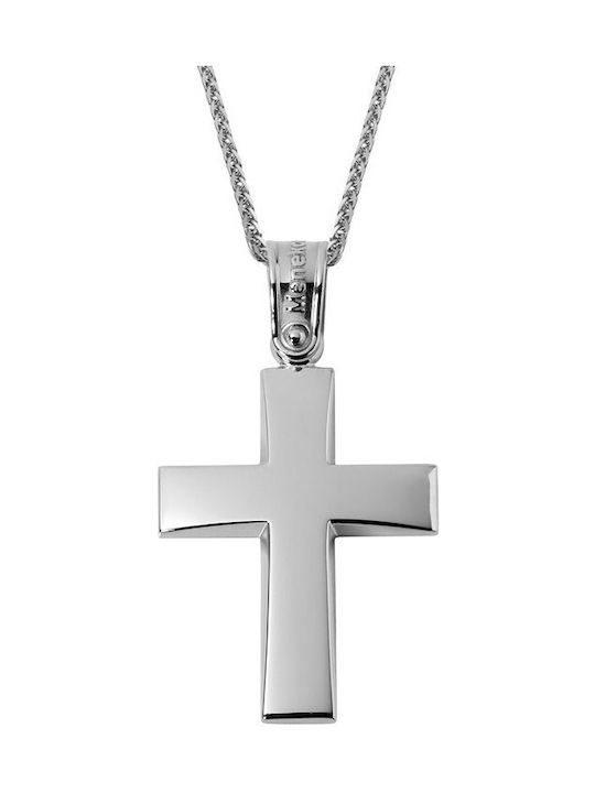 Herren Weißgold Kreuz 14K mit Kette