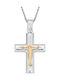 Men's White Gold Cross 14K with the Crucified with Chain