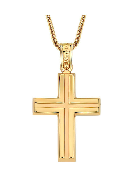 Herren Gold Kreuz 14K mit Kette