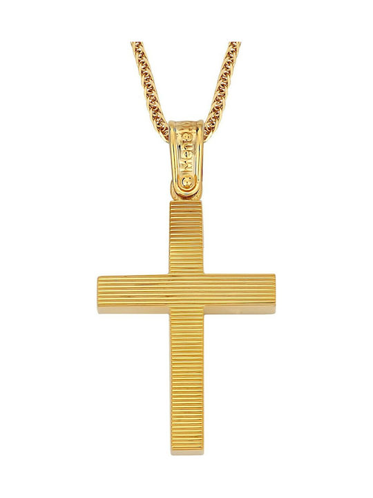 Herren Gold Kreuz 14K mit Kette