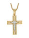 Herren Gold Kreuz 14K mit dem Gekreuzigten mit Kette