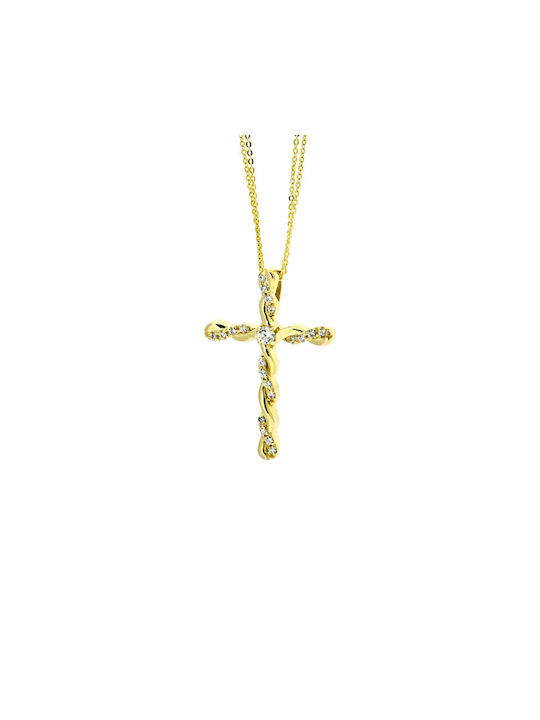 Damen Gold Kreuz 14K mit Kette