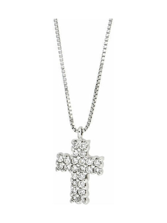 Damen Weißgold Kreuz 18K mit Kette