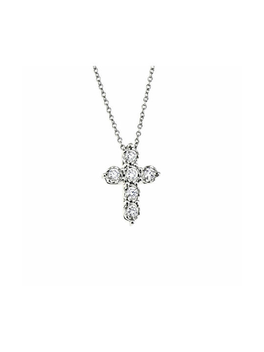 Women's White Gold Cross 18K with Chain