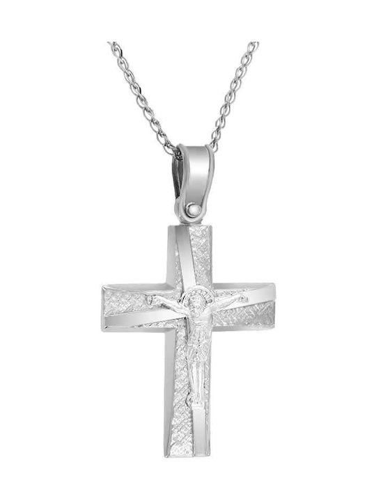 Men's White Gold Cross 14K with the Crucified