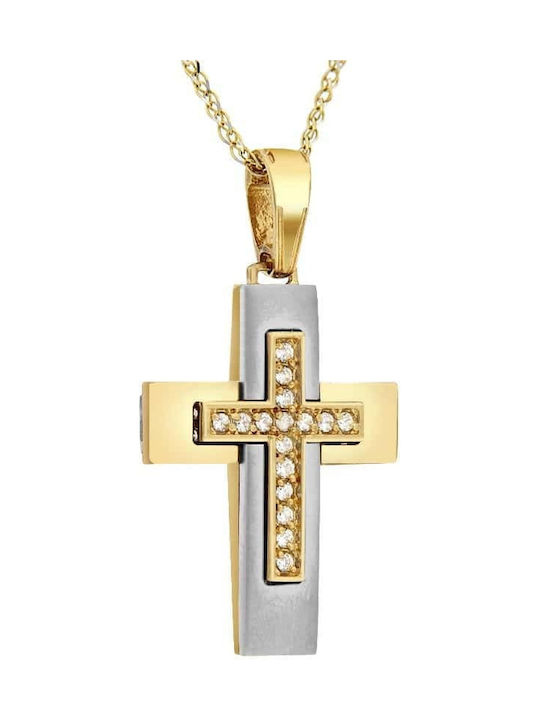 Women's Gold Cross 14K Double Sided