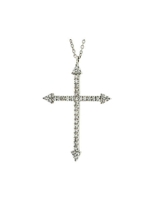 Damen Weißgold Kreuz 18K mit Kette