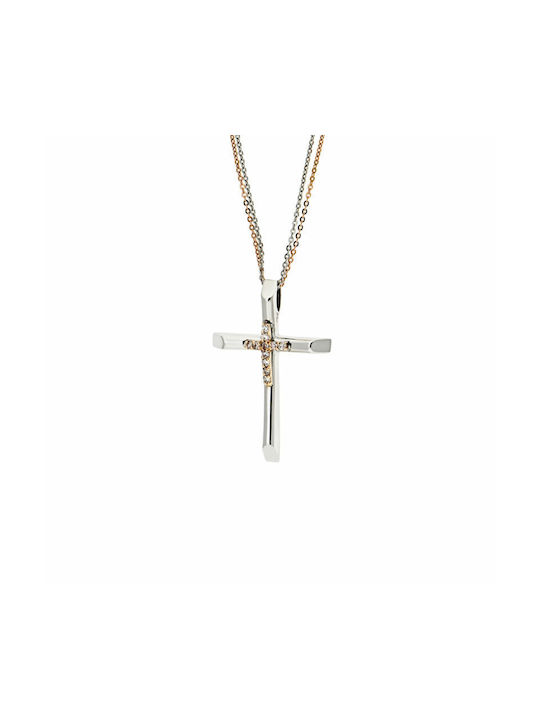 Damen Weißgold Kreuz 18K mit Kette