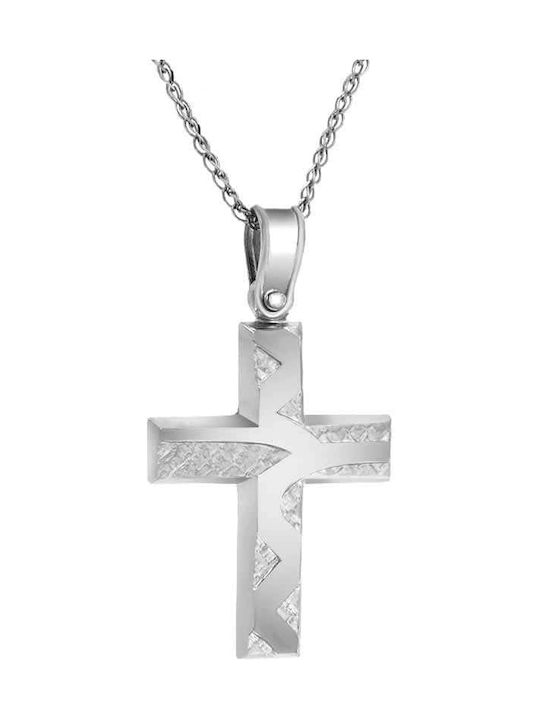 Men's White Gold Cross 14K