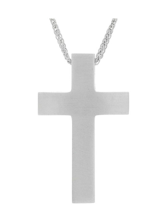 Men's White Gold Cross 14K