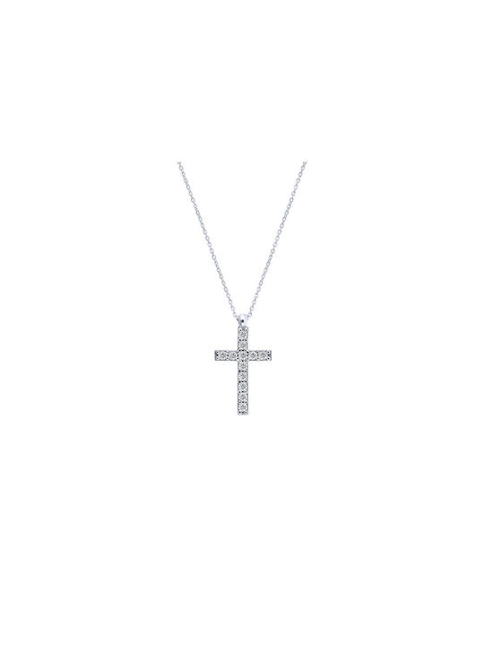 Damen Weißgold Kreuz 14K mit Kette