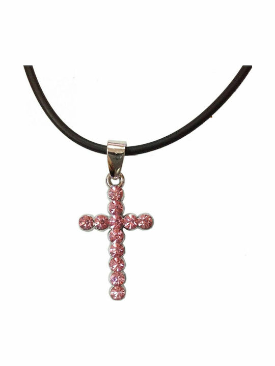 Kostibas Fashion Σταυρός από Επιχρυσωμένο Ασήμι με Κορδόνι