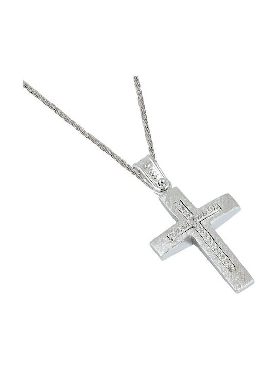 Weißgold Kreuz 14K mit Kette