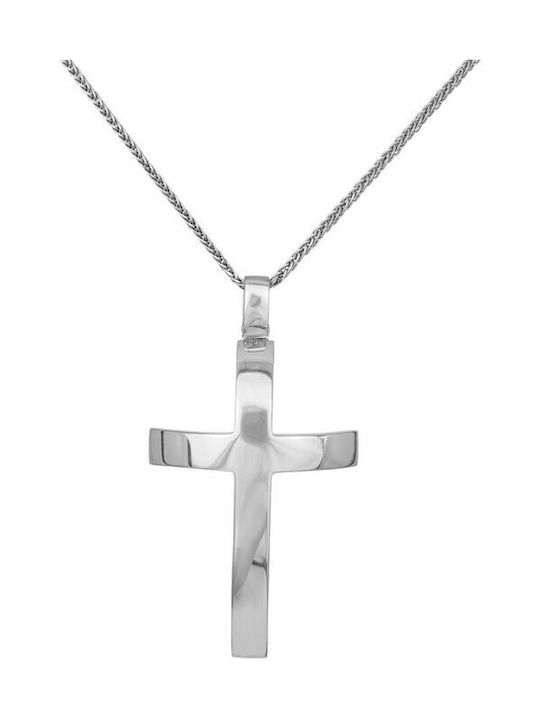 Herren Weißgold Kreuz 14K mit Kette