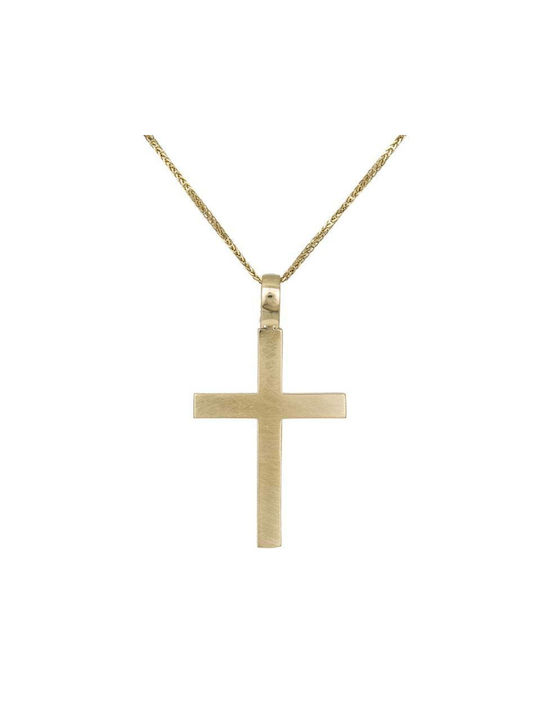 Herren Gold Kreuz 14K mit Kette