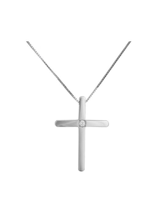 Damen Weißgold Kreuz 14K mit Kette