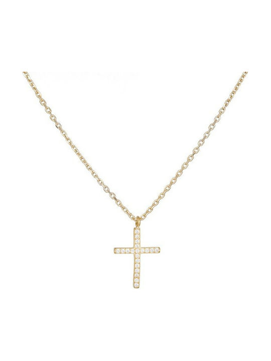 Women's Cross from Gold Plated Silver with Chain