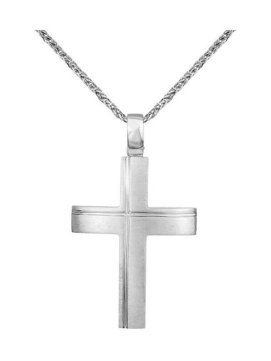 Herren Weißgold Kreuz 14K mit Kette