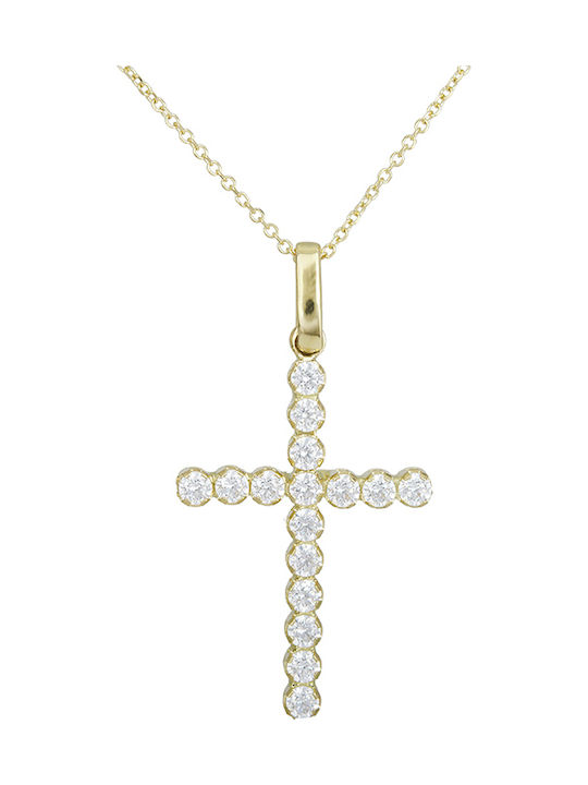 Damen Gold Kreuz 14K mit Kette