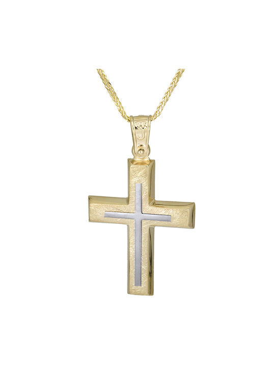 Herren Gold Kreuz 14K mit Kette