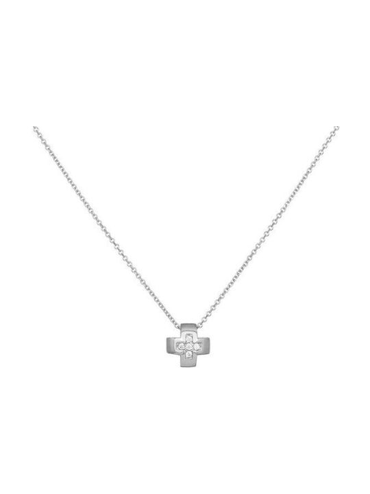 Weißgold Kreuz 14K mit Kette