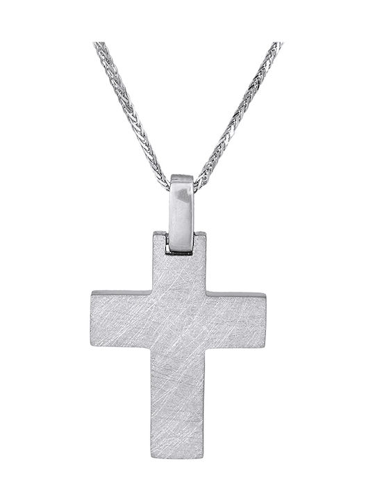 Herren Weißgold Kreuz 14K mit Kette