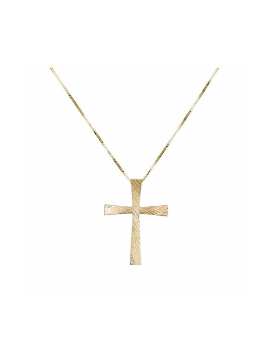 Damen Gold Kreuz 14K mit Kette