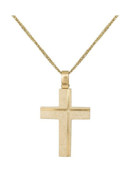 Herren Gold Kreuz 14K mit Kette