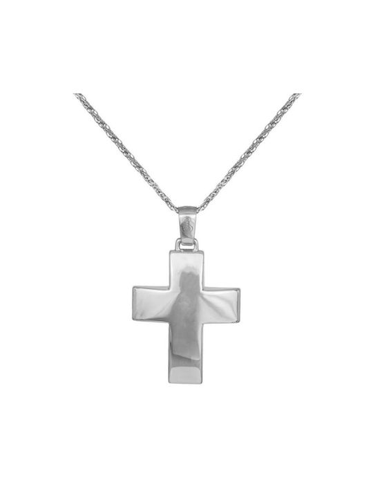 Herren Weißgold Kreuz 14K mit Kette