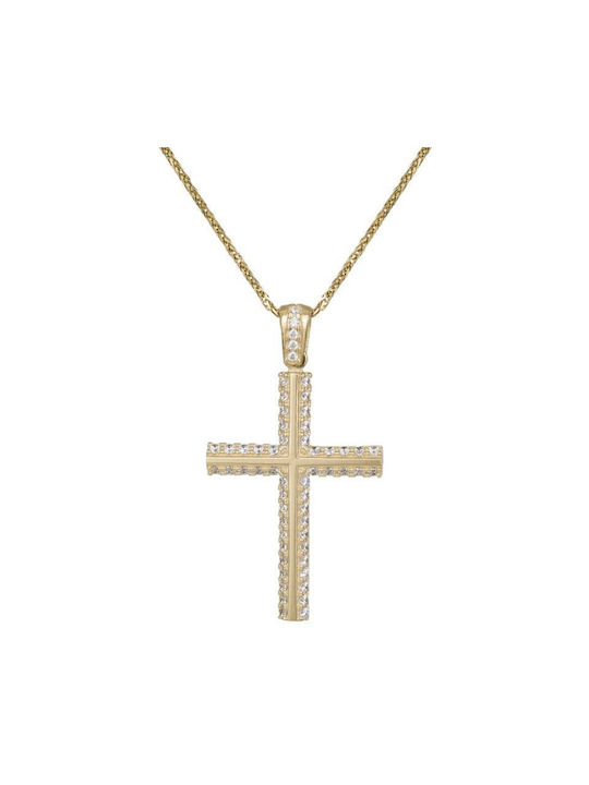 Damen Gold Kreuz 9K mit Kette