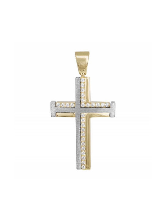 Damen Gold Kreuz 14K Beidseitig