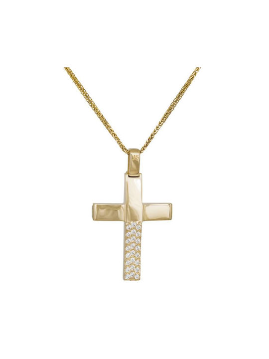 Damen Gold Kreuz 14K mit Kette