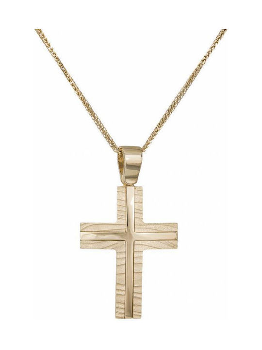 Herren Gold Kreuz 14K mit Kette