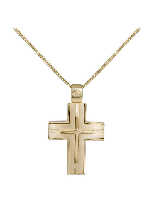 Herren Gold Kreuz 14K mit Kette