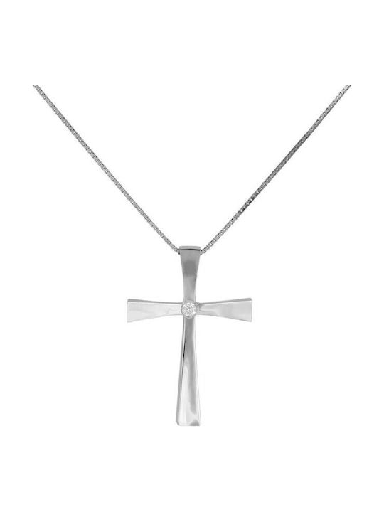 Damen Weißgold Kreuz 18K mit Kette